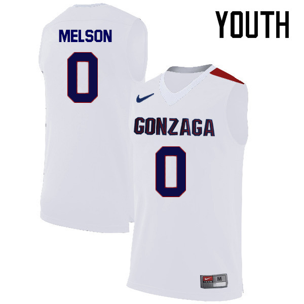 Youth #0 Silas Melson Gonzaga Bulldogs College Basketball Jerseys-White